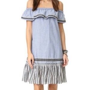 LEMLEM‎ Amara Off-the-Shoulder Mini Dress sz S French Girl Style Coastal Resort